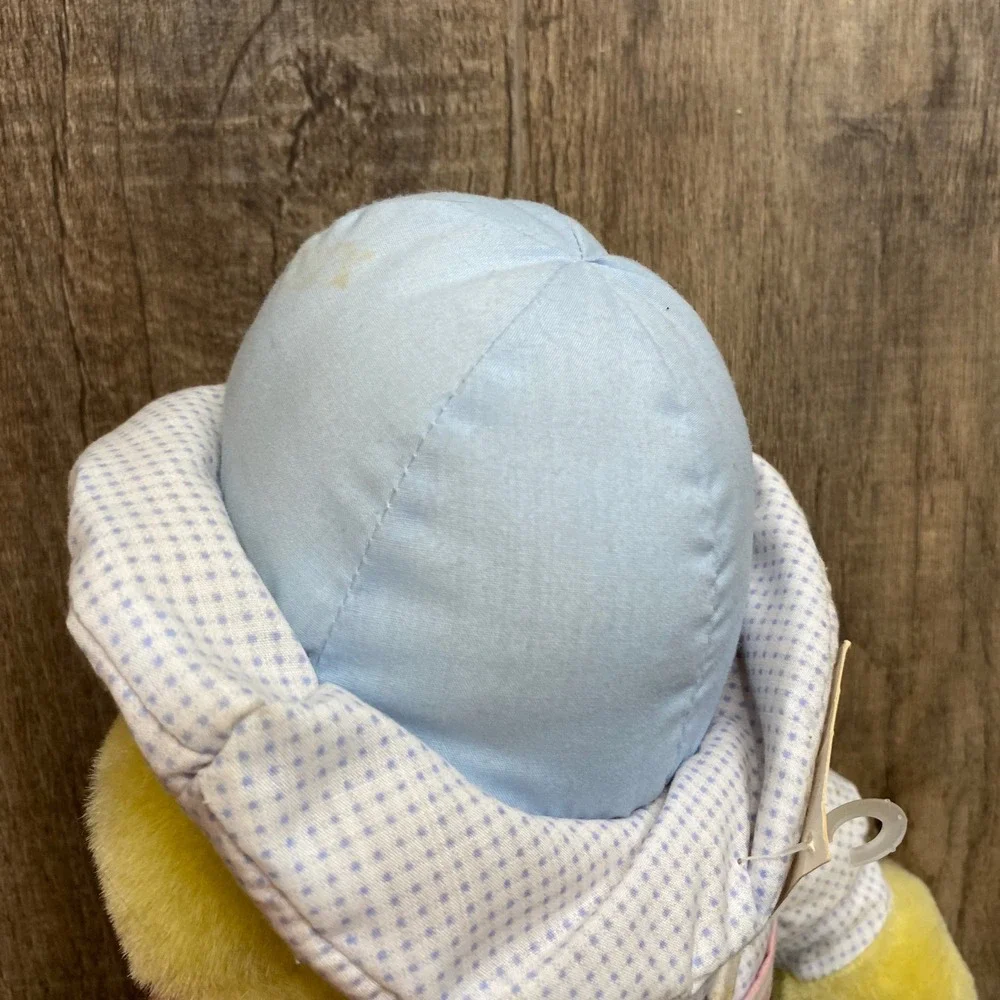 Vintage Well-Made Toy Corp Yellow Duckling Plush‎ Patchwork Overalls Hat Easter